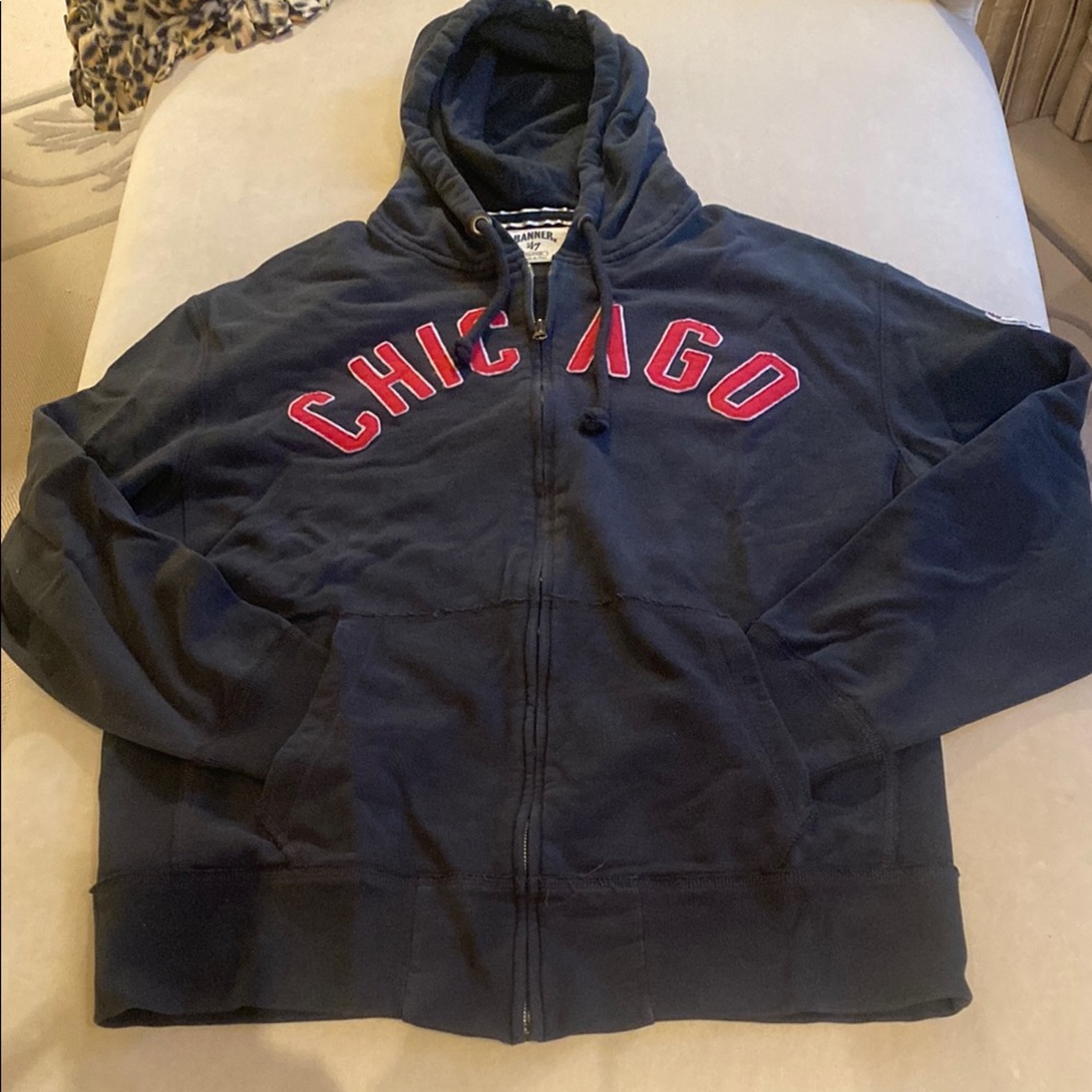 Banner 47 Chicago Bulls Black Hoodie with Red Lettering